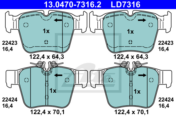 Klocki hamulcowe - komplet, ATE Ceramic 13.0470-7316.2 ATE