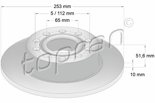 Tarcza hamulcowa, COATED 110 079 TOPRAN