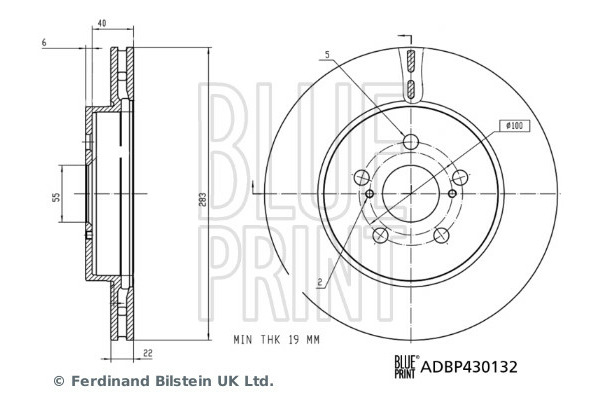 Tarcza hamulcowa przód L/P  do Toyoty, ADBP430132, BLUE PRINT w ofercie sklepu e-autoparts.pl 