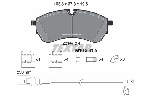 Klocki hamulcowe kpl. do VW, 2214703, TEXTAR w ofercie sklepu e-autoparts.pl 