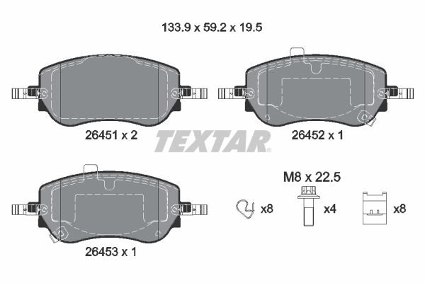 KLOCKI HAM. FIAT P. 500E/TIPO 12- do Fiata, 2645101, TEXTAR w ofercie sklepu e-autoparts.pl 