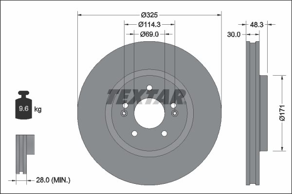 TARCZA HAM. HYUNDAI P. TUCSON 1,6 CRDI/T-GDI 20- do Hyundia, 92337103, TEXTAR w ofercie sklepu e-autoparts.pl 