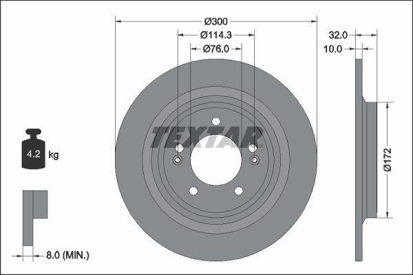 TARCZA HAM. HYUNDAI T. TUCSON 1,6 CRDI/T-GDI 20- do Hyundia, 92337203, TEXTAR w ofercie sklepu e-autoparts.pl 