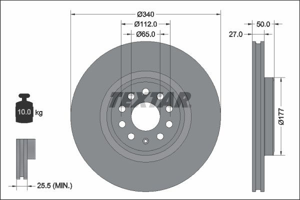 Tarcza hamulcowa do Skody, 92337405, TEXTAR w ofercie sklepu e-autoparts.pl 