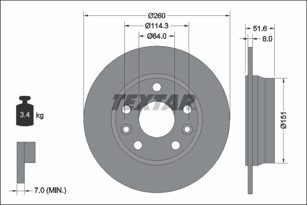 Tarcza hamulcowa do Renault, 92337703, TEXTAR w ofercie sklepu e-autoparts.pl 