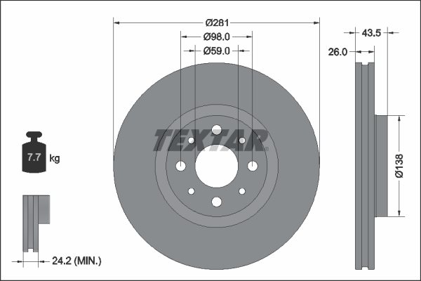 TARCZA HAM. FIAT P. 500 ELECTRIC 20- do Fiata, 92344703, TEXTAR w ofercie sklepu e-autoparts.pl 