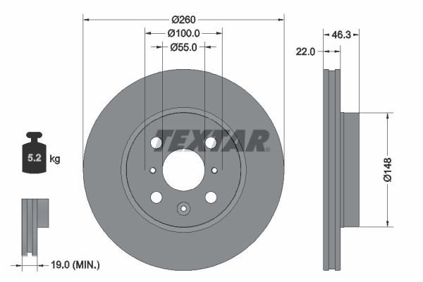 TARCZA HAM. TOYOTA P. AYGO 1,0 VVT-I 22- do Toyoty, 92346103, TEXTAR w ofercie sklepu e-autoparts.pl 
