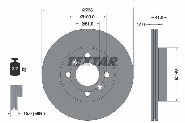 Tarcza hamulcowa do Daci, 92350903, TEXTAR w ofercie sklepu e-autoparts.pl 