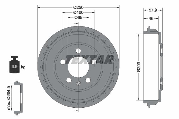 BĘBEN HAM. SKODA T. FABIA 1,0-1,5 21- BEZ ŁOŻYSKA do Seata, 94048200, TEXTAR w ofercie sklepu e-autoparts.pl 