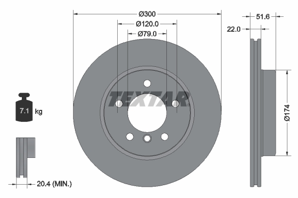 Tarcza hamulcowa, PRO+ 92097205 TEXTAR