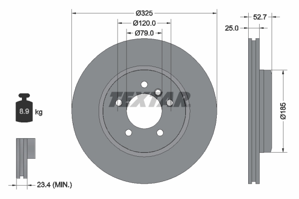 Tarcza hamulcowa, PRO+ 92106905 TEXTAR