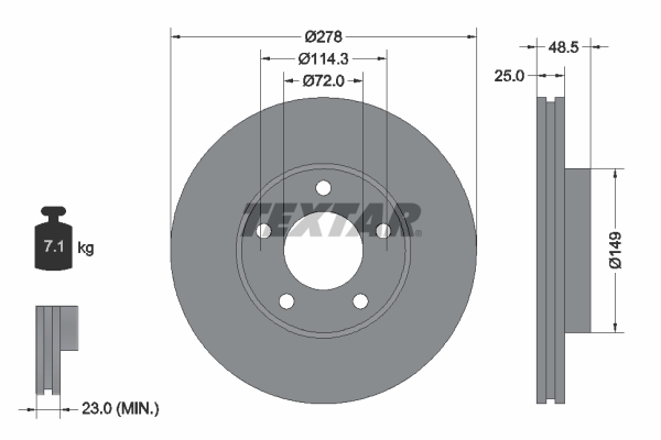 Tarcza hamulcowa, PRO 92130303 TEXTAR