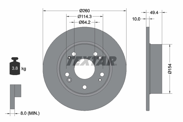 Tarcza hamulcowa, PRO 92144603 TEXTAR