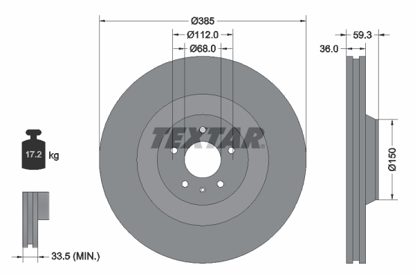 Tarcza hamulcowa, PRO 92184203 TEXTAR