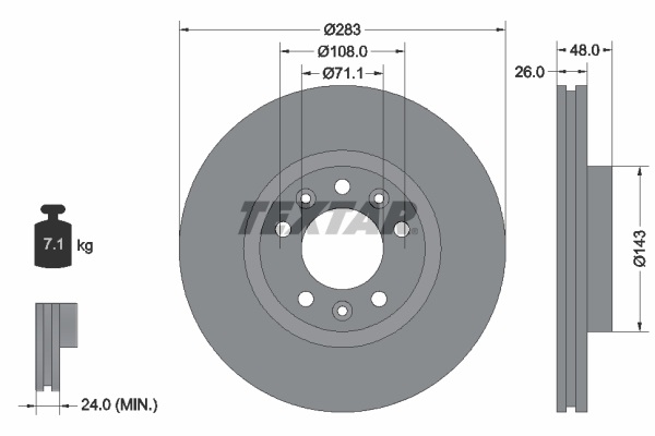 Tarcza hamulcowa, PRO 92232503 TEXTAR