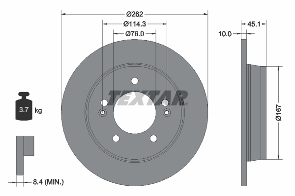 Tarcza hamulcowa, PRO 92240003 TEXTAR