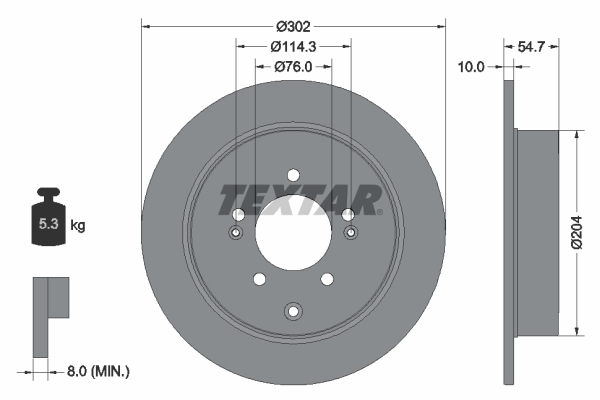 Tarcza hamulcowa, PRO 92294903 TEXTAR