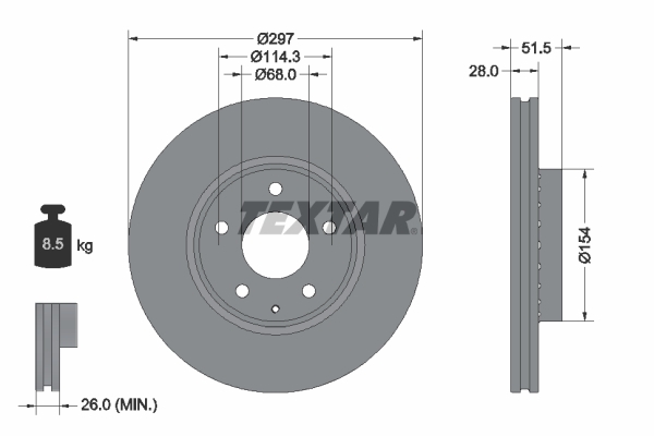 Tarcza hamulcowa, PRO 92295003 TEXTAR