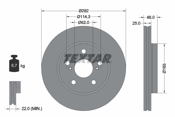 Tarcza hamulcowa, PRO 92321203 TEXTAR