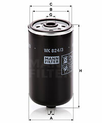 Filtr paliwa WK 824/3 MANN-FILTER MANN+HUMMEL GMBH