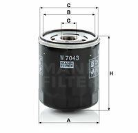 Filtr oleju W 7043 MANN-FILTER MANN+HUMMEL GMBH