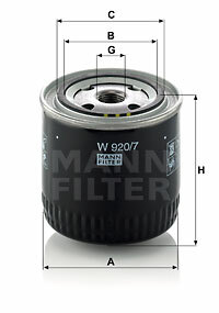 Filtr W 920/7 MANN-FILTER MANN+HUMMEL GMBH