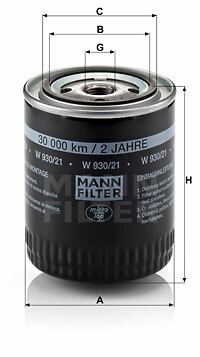 Filtr oleju W 930/21 MANN-FILTER MANN+HUMMEL GMBH