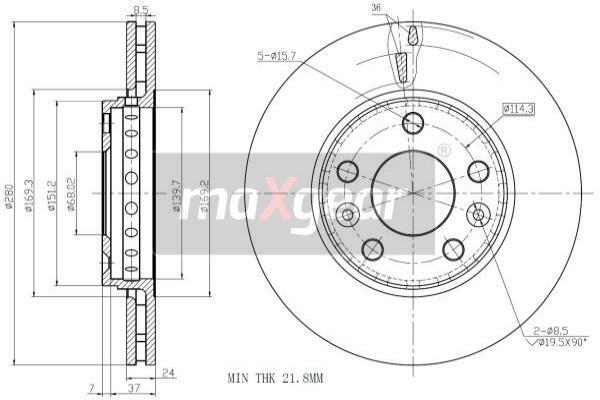 Tarcza hamulcowa 19-1285 MAXGEAR