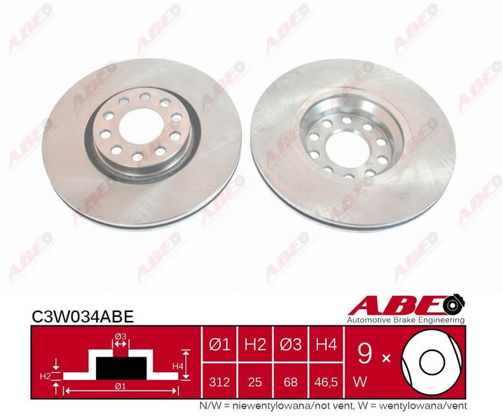 Tarcza hamulcowa do VW, C3W034ABE, ABE w ofercie sklepu e-autoparts.pl 