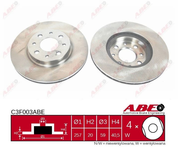 Tarcza hamulcowa do Alfy, C3F003ABE, ABE w ofercie sklepu e-autoparts.pl 