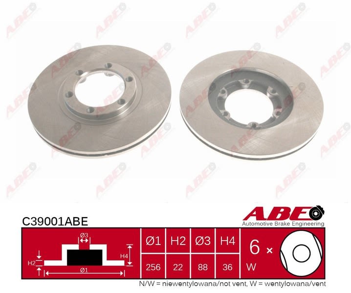 Tarcza hamulcowa do Opla, C39001ABE, ABE w ofercie sklepu e-autoparts.pl 