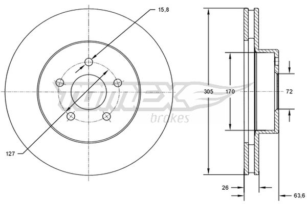 TARCZA HAMULC. JEEP GRAND CHEROKEE  99-05 TX72-23 TOMEX-C