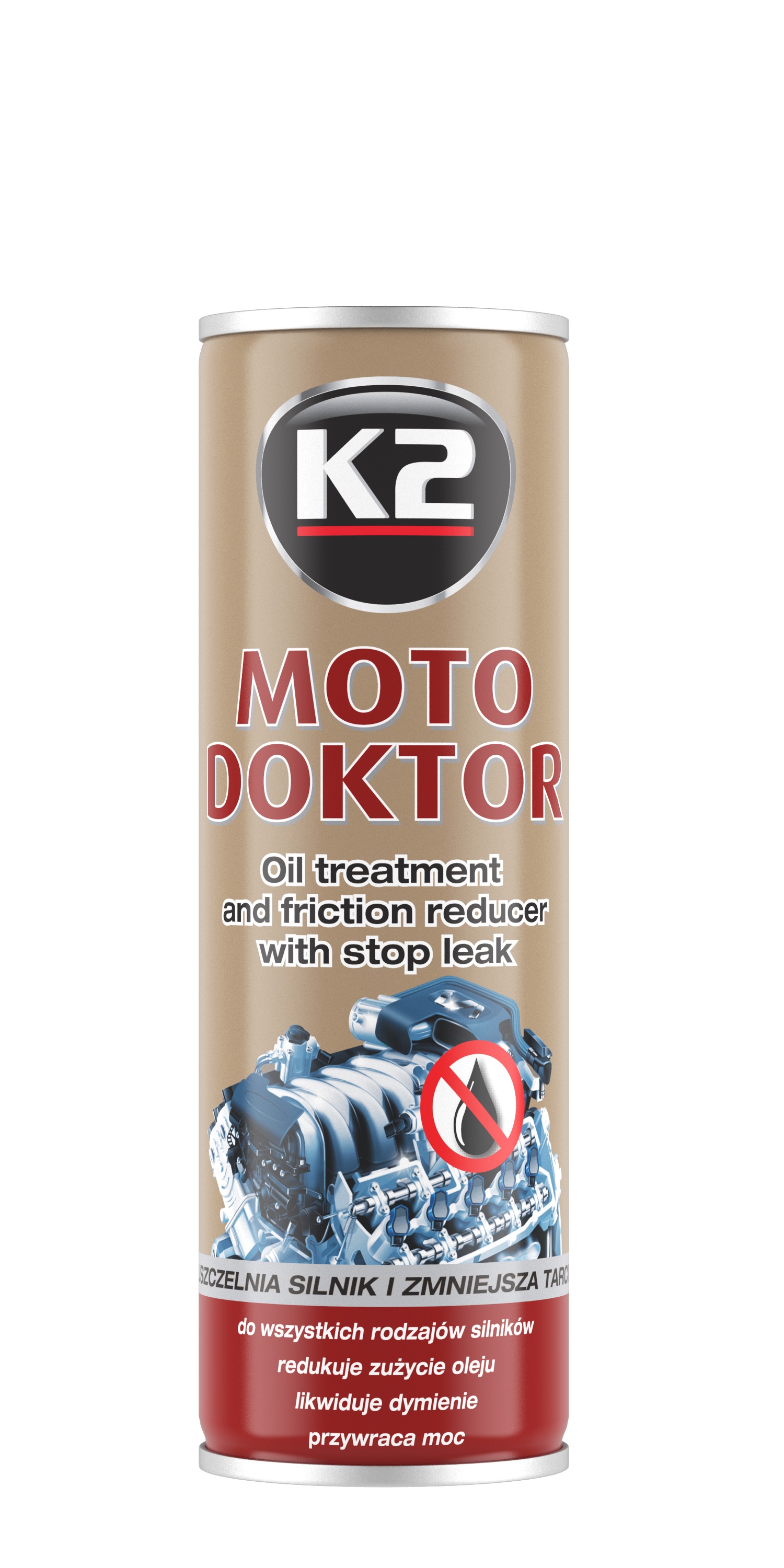 DODATEK DO OLEJU SILNIKOWEGO MOTO DOKTOR K2  Z USZCZELNIACZEM 443ML INTER-GLOBAL T345S INTER-GLOBAL