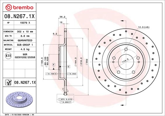 Tarcza hamulcowa do Mitsubishi, 08.N267.1X, BREMBO w ofercie sklepu e-autoparts.pl 