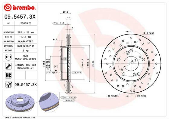 Tarcza hamulcowa, BREMBO XTRA LINE 09.5457.3X BREMBO