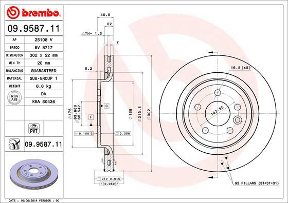 Tarcza hamulcowa, COATED DISC LINE 09.9587.11 BREMBO