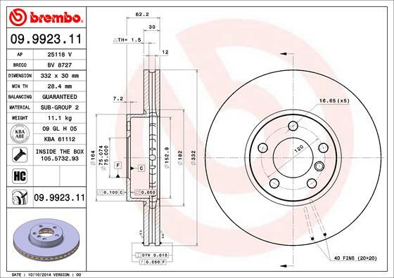 Tarcza hamulcowa, COATED DISC LINE 09.9923.11 BREMBO