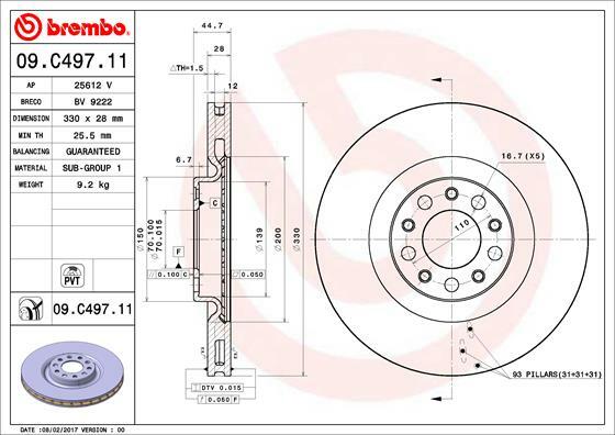 Tarcza hamulcowa, COATED DISC LINE 09.C497.11 BREMBO