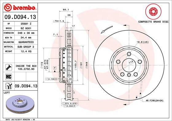 Tarcza hamulcowa, TWO-PIECE DISCS LINE 09.D094.13 BREMBO