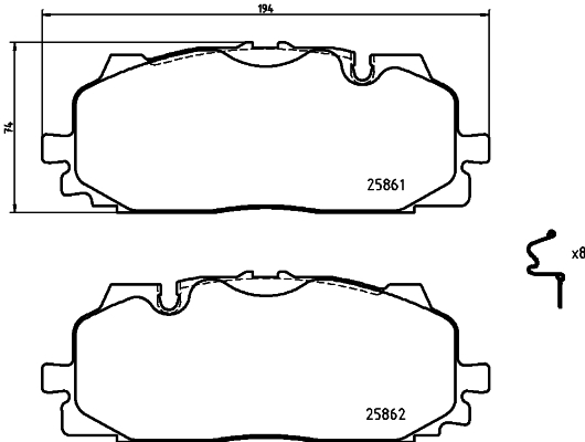 Klocki hamulcowe - komplet P 85 165 BREMBO