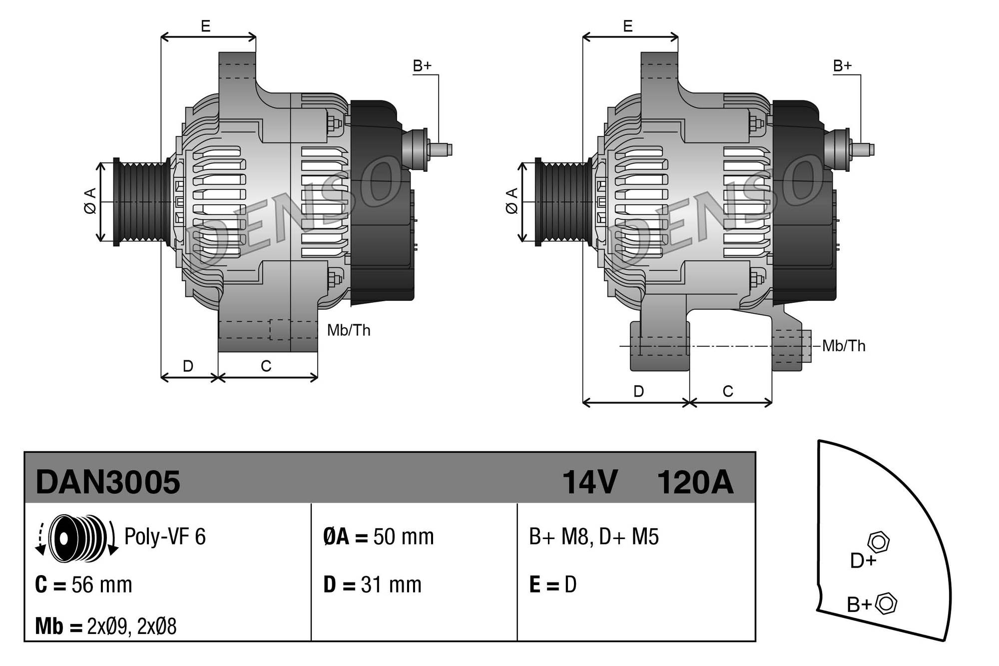 ALTERNATOR MERCEDES do Mercedesa, DAN3005, DENSO w ofercie sklepu e-autoparts.pl 