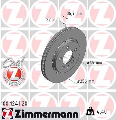 Tarcza hamulcowa, COAT Z 100.1241.20 ZIMMERMANN