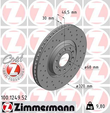 Tarcza hamulcowa, SPORT COAT Z 100.1249.52 ZIMMERMANN