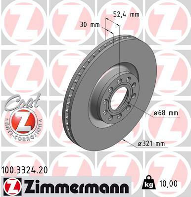 Tarcza hamulcowa, COAT Z 100.3324.20 ZIMMERMANN