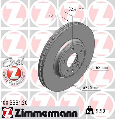 Tarcza hamulcowa, COAT Z 100.3331.20 ZIMMERMANN