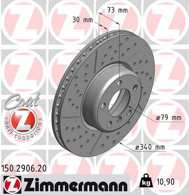 Tarcza hamulcowa, COAT Z 150.2906.20 ZIMMERMANN