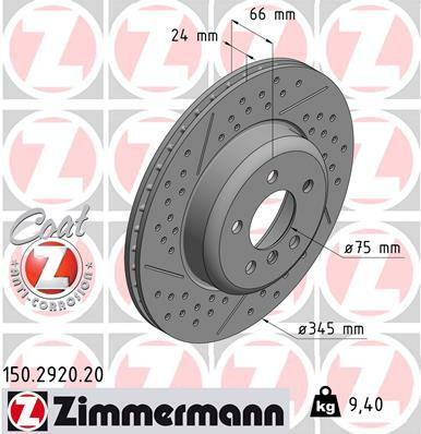 Tarcza hamulcowa, COAT Z 150.2920.20 ZIMMERMANN