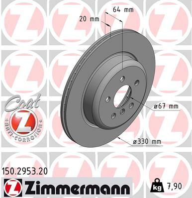 Tarcza hamulcowa, COAT Z 150.2953.20 ZIMMERMANN