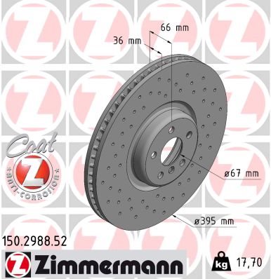 TARCZA HAMULC. BMW 7 G11,G12 19- PRZÓD 150.2988.52 ZIMMERMANN