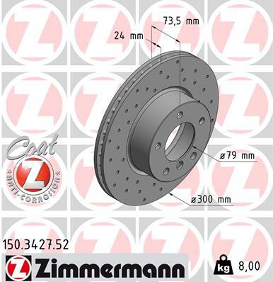 Tarcza hamulcowa, SPORT COAT Z 150.3427.52 ZIMMERMANN